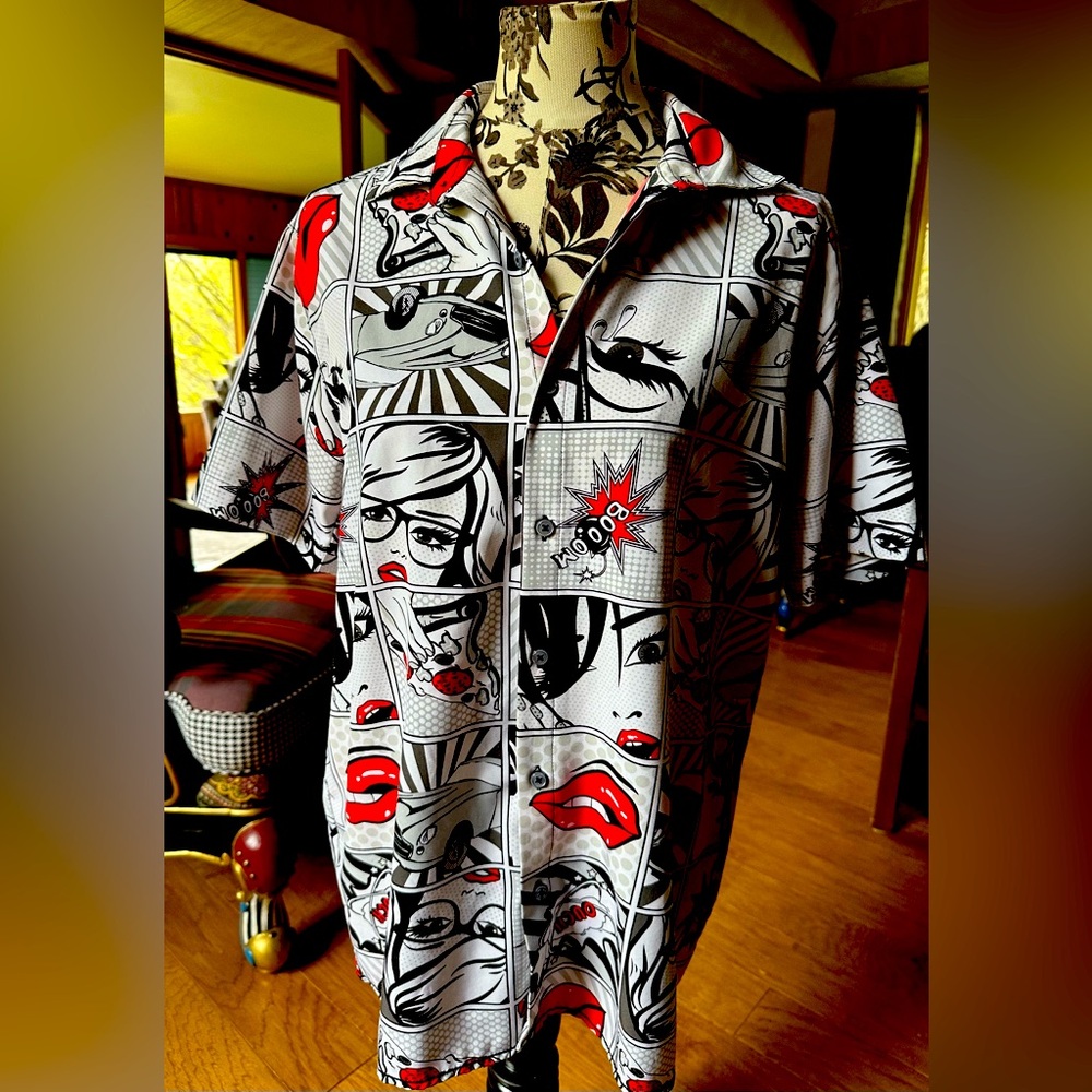 Black and White Lightweight Graphic Shirt Jacket